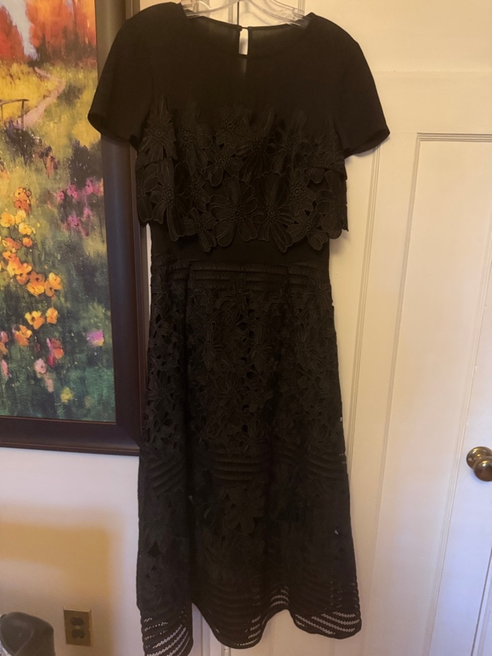 Ted Baker London Black Floral Lace Midi Dress
